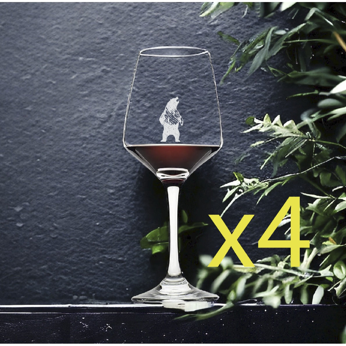 Grizzly Mountain Wine Glasses x4 Premium 12 Oz Personalize Nature Animal NEW