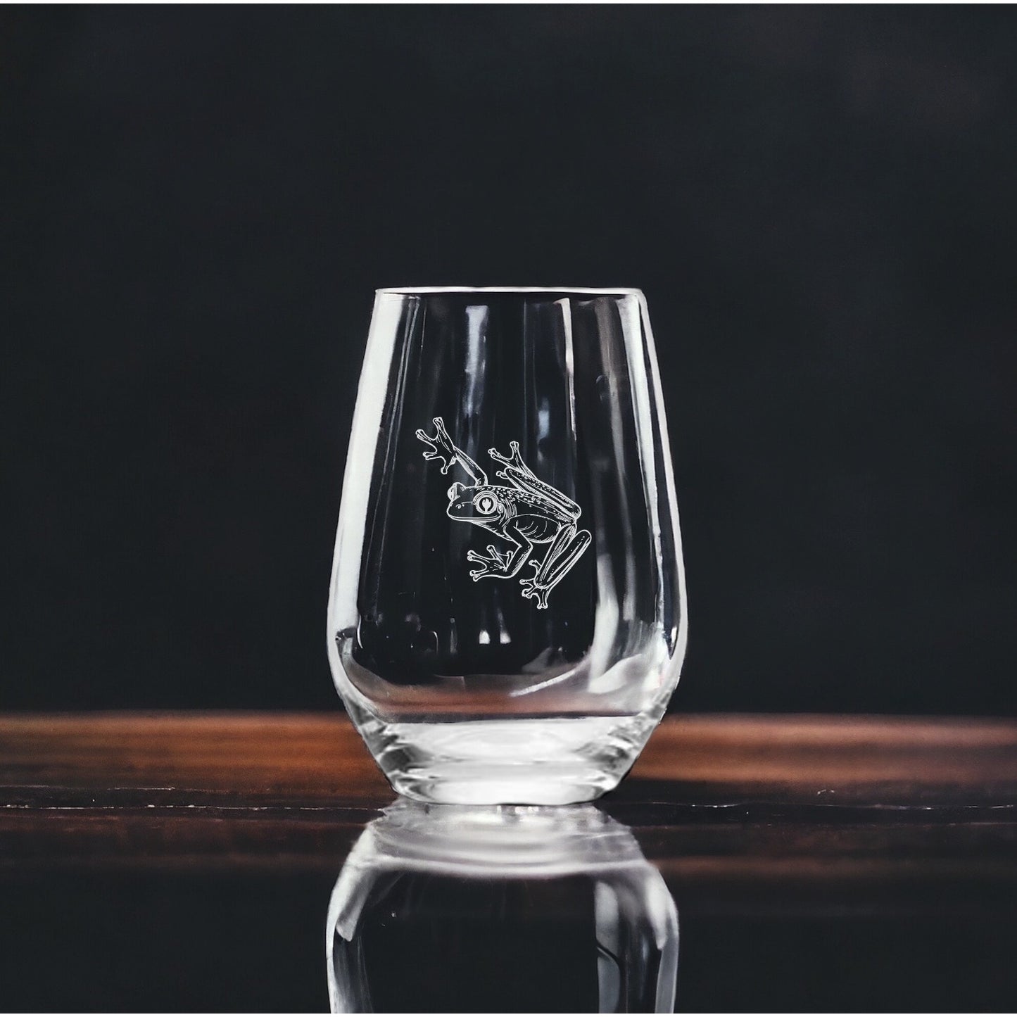 Tree Frog Stemless Wine Glasses x4 Premium 15 Oz Personalize Gift Animal NEW