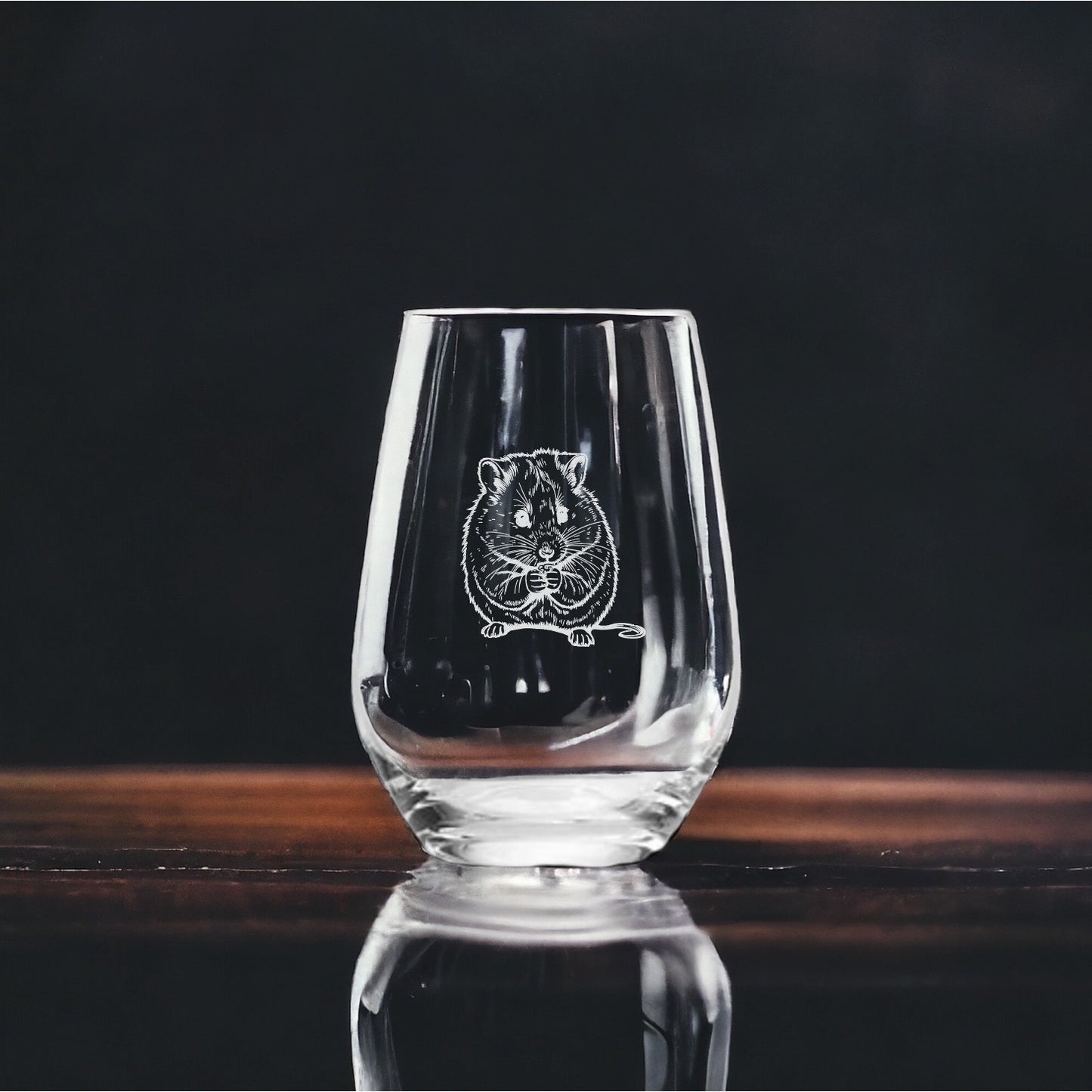 Hamster Stemless Wine Glasses x4 Premium 15 Oz Personalize Animal Pet Gift NEW