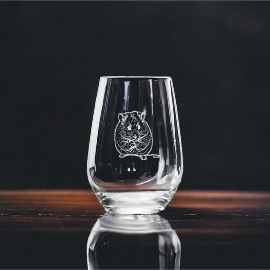 Hamster Stemless Wine Glasses x4 Premium 15 Oz Personalize Animal Pet Gift NEW