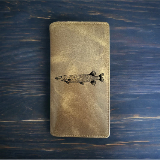 Muskie Rodeo Wallet Cowboy Western Buffalo Leather Premium Muskellunge Fish NEW