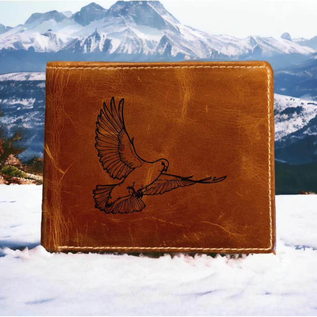 Dove Leather Wallet Bifold Premium Quality Buffalo Bird Animal Gift Wild NEW