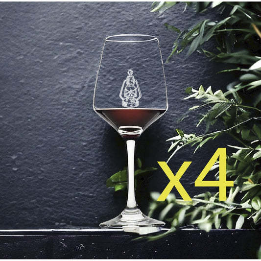 Kerosene Lamp Wine Glasses x4 Premium 12 Oz Personalize Retro Vintage NEW