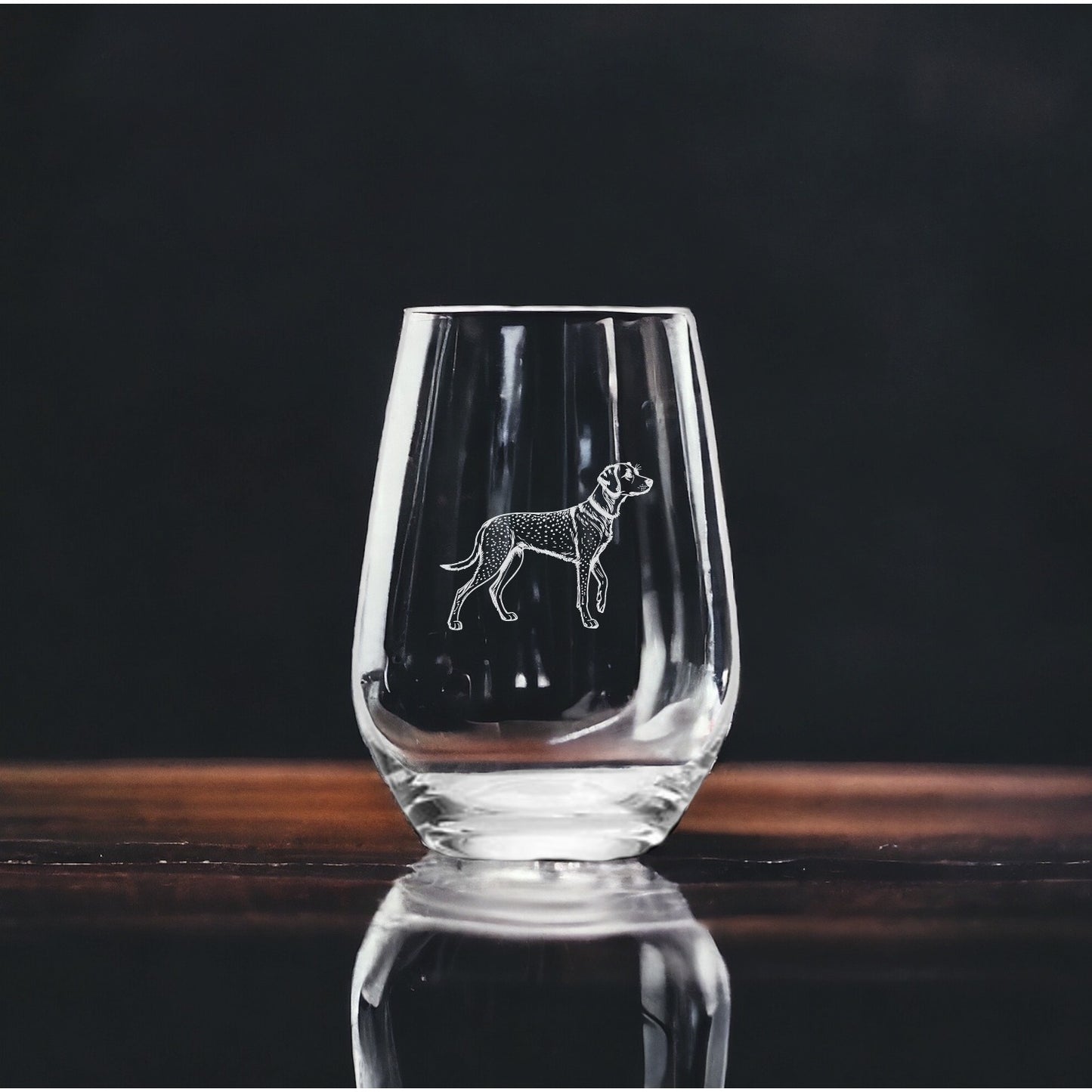 German Shorthaired Pointer Stemless Wine Glasses x4 Premium 15 Oz Dog Gift NEW