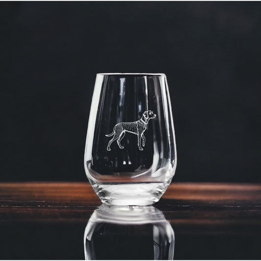 German Shorthaired Pointer Stemless Wine Glasses x4 Premium 15 Oz Dog Gift NEW