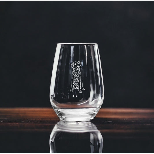 Labrador Stemless Wine Glasses x4 Premium 15 Oz Personalize Gift Dog Animal NEW