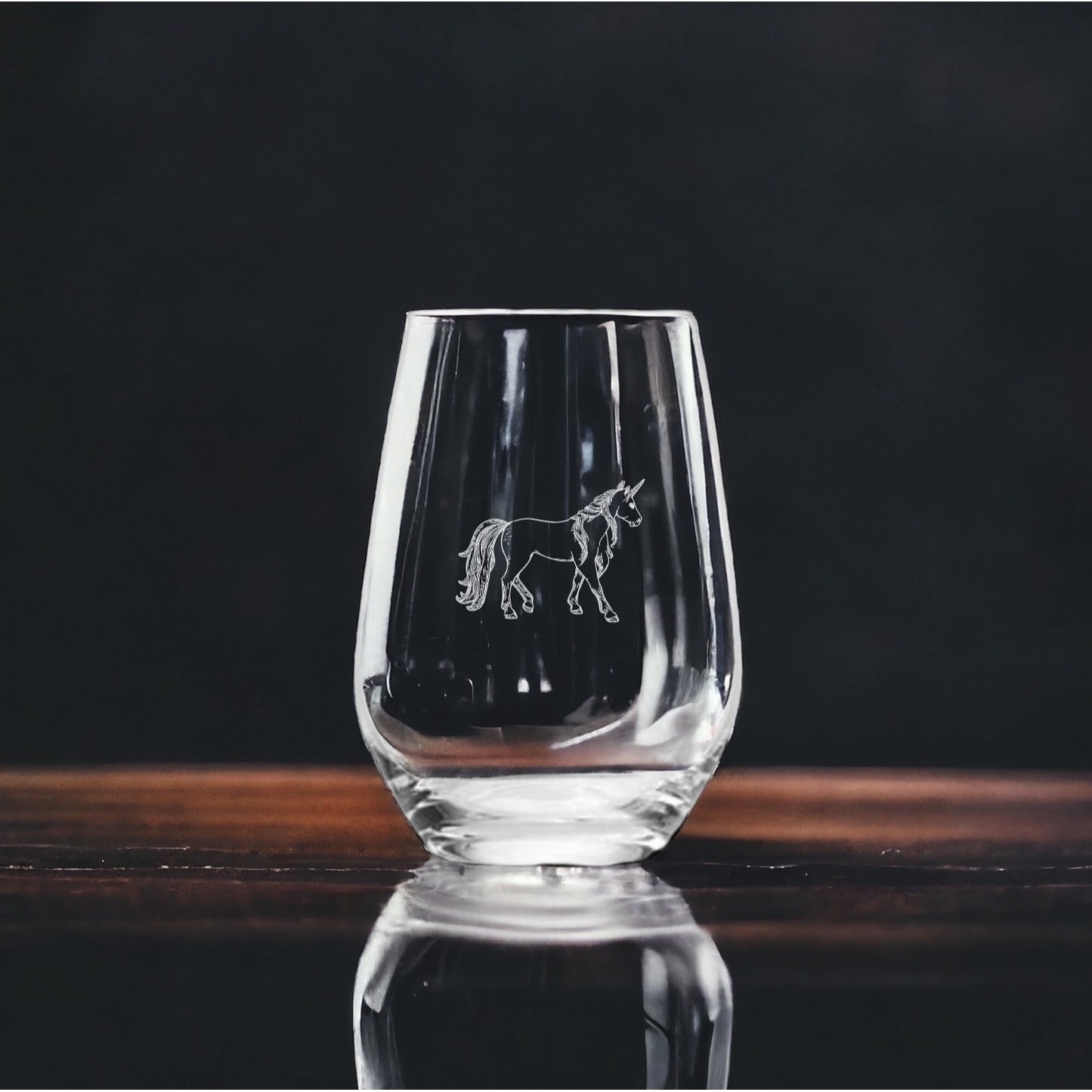 Unicorn Stemless Wine Glasses x4 Premium 15 Oz Personalize Gift NEW