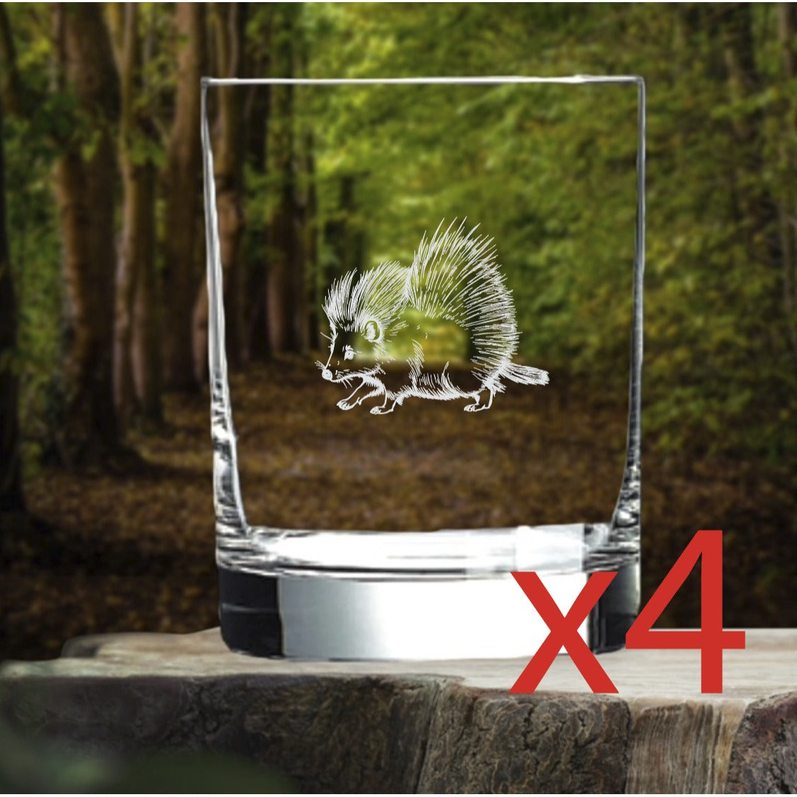 Porcupine Whiskey Glasses x4 Double 14 Oz Premium Old Fashioned Animal Gift NEW
