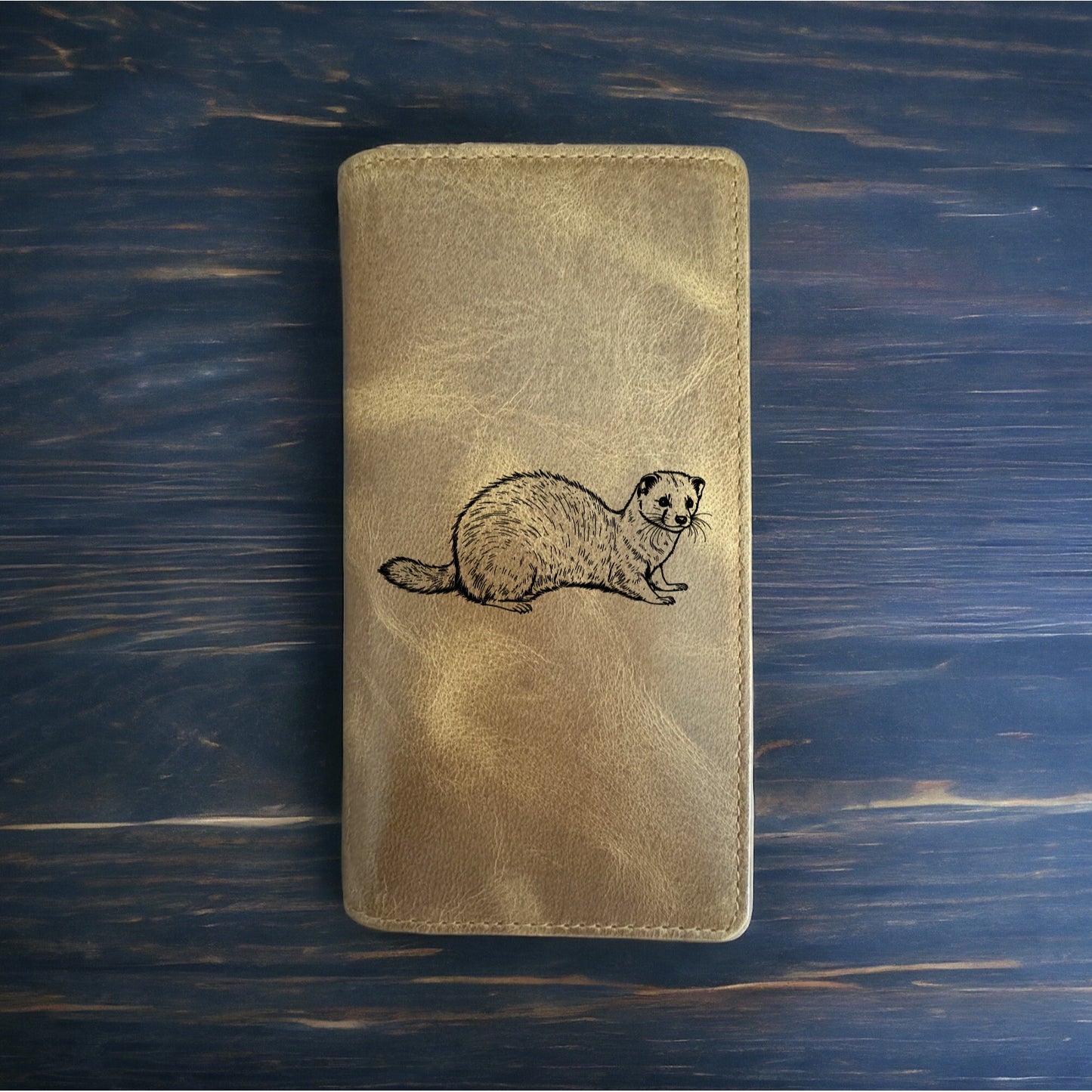 Ferret Rodeo Wallet Cowboy Western Buffalo Leather Premium Animal Pet Gift NEW