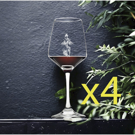 Dragon Sword Wine Glasses x4 Premium 12 Oz Personalize Fantasy Books Movies NEW