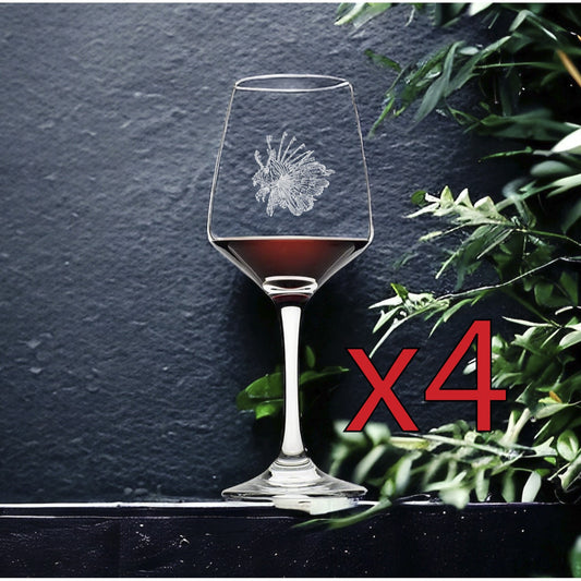Lionfish Wine Glasses x4 Premium 12 Oz Personalize Animal Ocean Beach Gift NEW