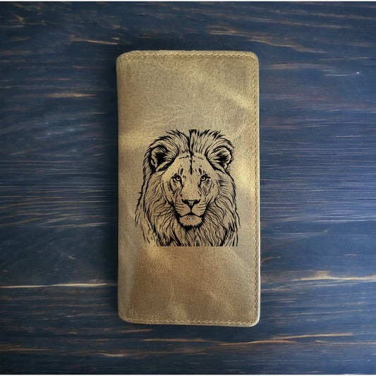 Lion Rodeo Wallet Cowboy Western Buffalo Leather Premium Animal Big Cat Gift NEW
