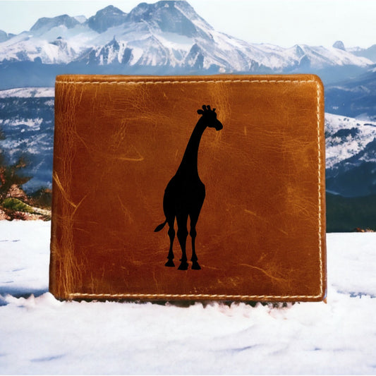 Giraffe Leather Wallet Bifold Premium Quality Buffalo Animal Wild Nature NEW