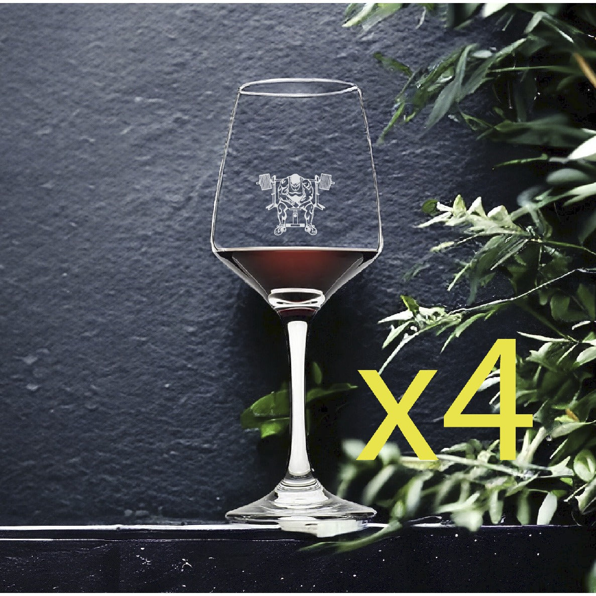 Workout Wine Glasses x4 Premium 12 Oz Personalize Bench Press Gym Strong NEW