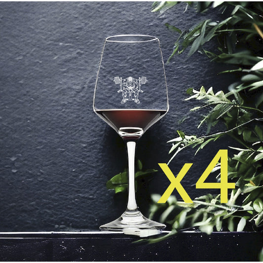 Workout Wine Glasses x4 Premium 12 Oz Personalize Bench Press Gym Strong NEW