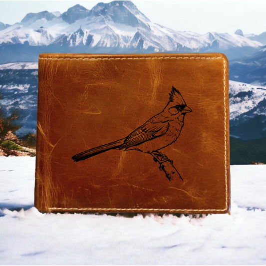 Cardinal Leather Wallet Bifold Premium Quality Buffalo Bird Animal Wild Gift NEW