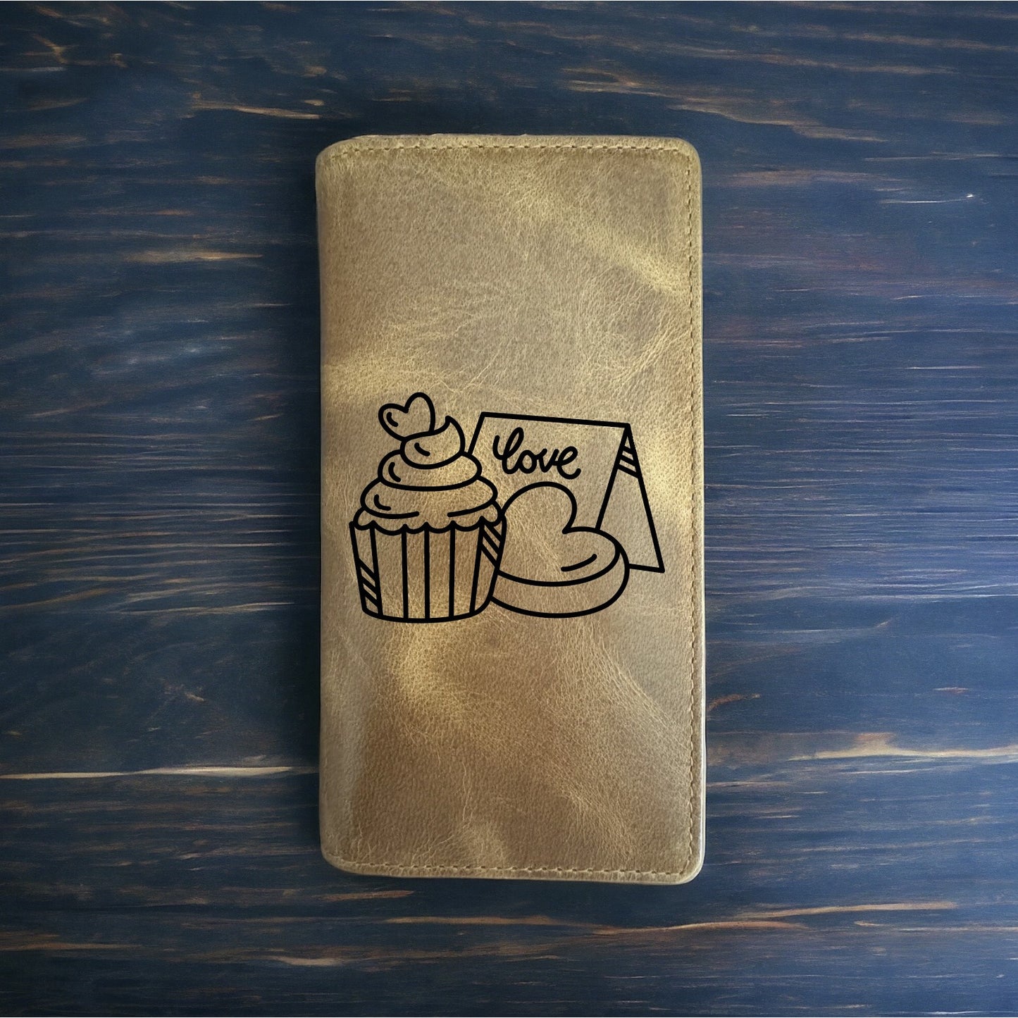 Love Cupcake Rodeo Wallet Cowboy Western Buffalo Leather Premium Heart Note NEW