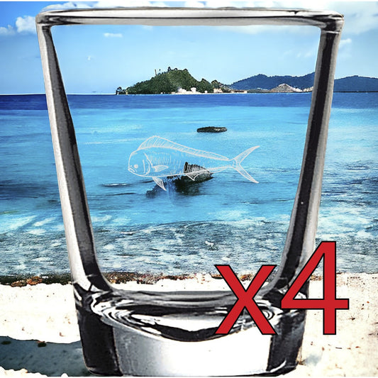 Mahi Mahi x4 Shot Glasses Spirit Liquor Party 2 Oz Premium Customize Animal NEW