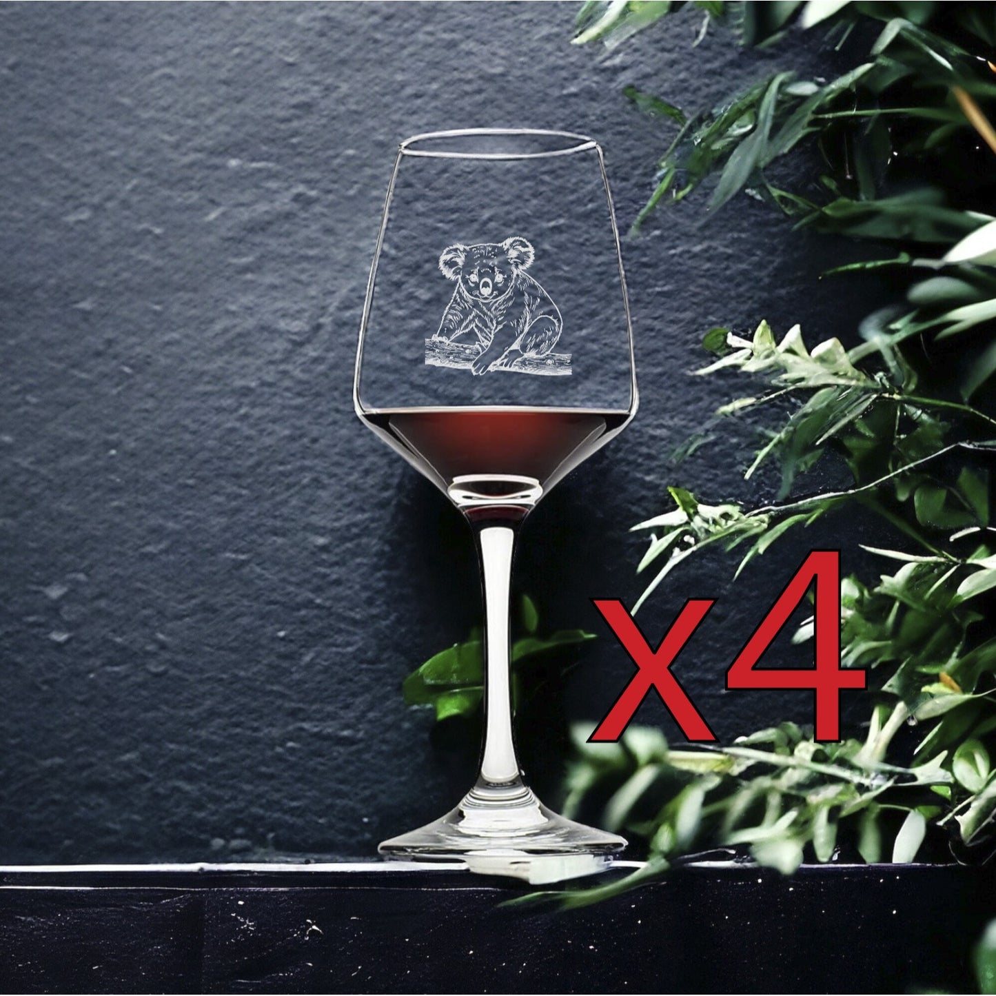 Koala Wine Glasses x4 Premium 12 Oz Personalize Animal Wildlife Gift NEW