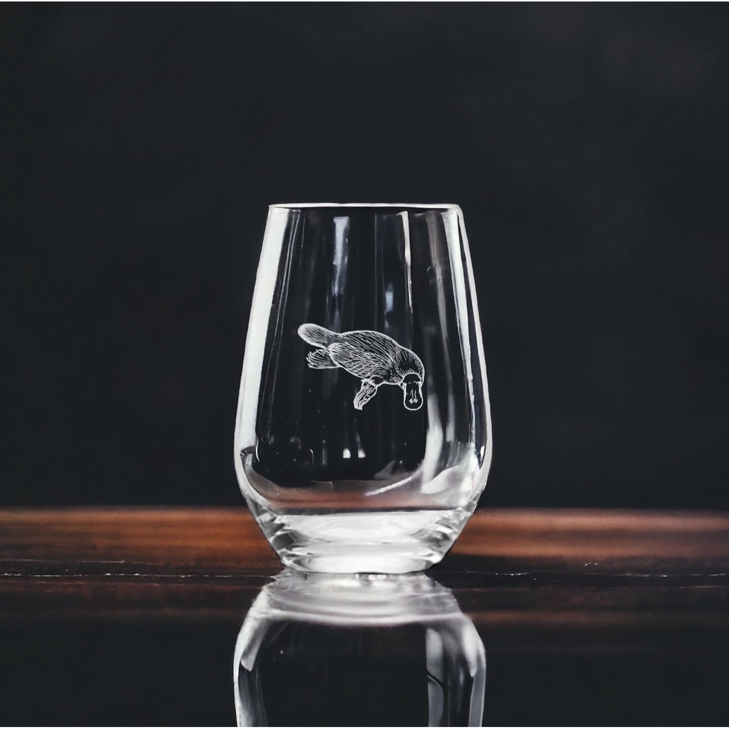 Platypus Stemless Wine Glasses x4 Premium 15 Oz Personalize Gift Animal Wild NEW