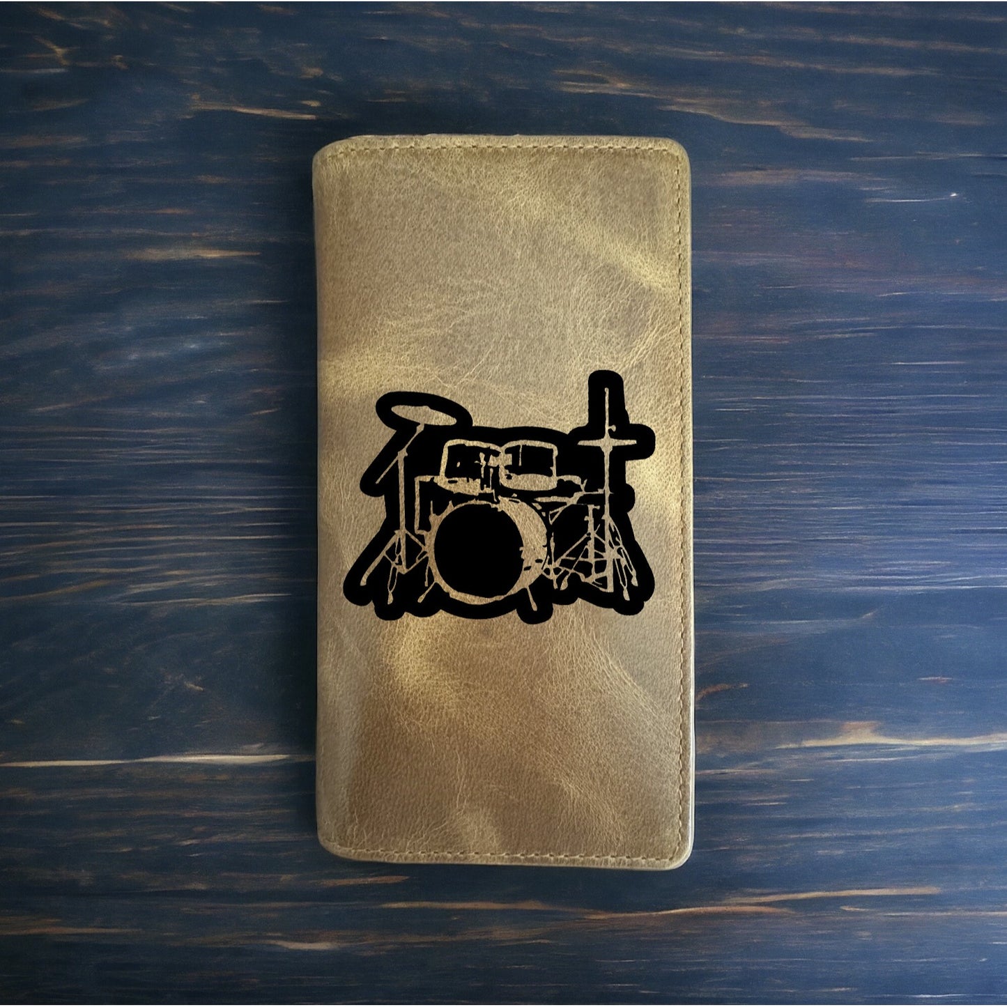 Drum Set Rodeo Wallet Cowboy Western Buffalo Leather Premium Music Band NEW