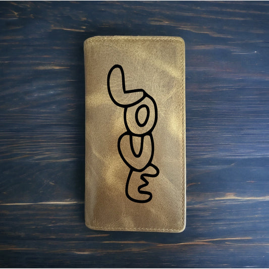 Love Rodeo Wallet Cowboy Western Buffalo Leather Premium Heart Quote NEW