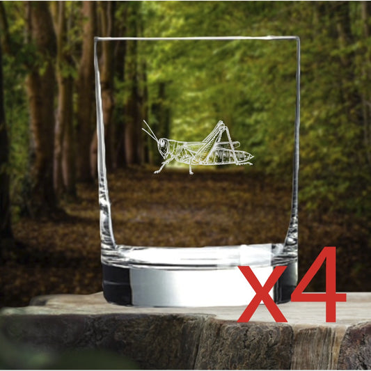 Grasshopper Whiskey Glasses x4 Double 14 Oz Premium Old Fashioned Animal NEW