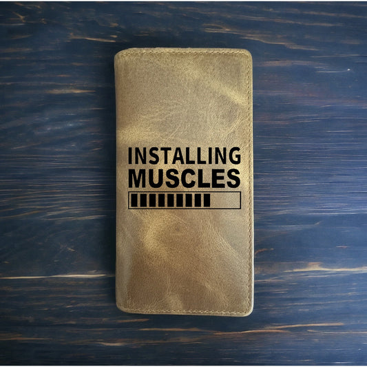 Installing Muscles Rodeo Wallet Cowboy Western Buffalo Leather Premium Gym NEW