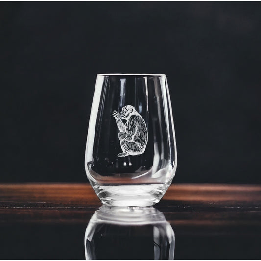 Chimpanzee Stemless Wine Glasses x4 Premium 15 Oz Personalize Monkey Animal NEW