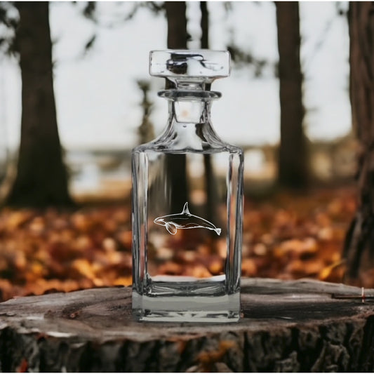 Orca Decanter 26 Oz Bourbon Whiskey Premium Glass Personalize Killer Whale NEW