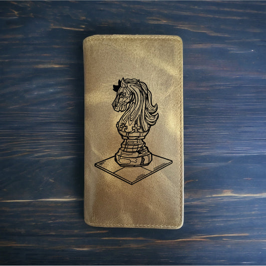 Knight Rodeo Wallet Cowboy Western Buffalo Leather Premium Chess Game Piece NEW