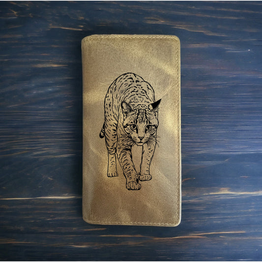 Ocelot Rodeo Wallet Cowboy Western Buffalo Leather Premium Cat Animal Gift NEW