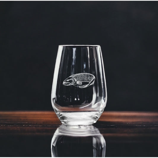 Catfish Stemless Wine Glasses x4 Premium 15 Oz Personalize Fish Animal Gift NEW