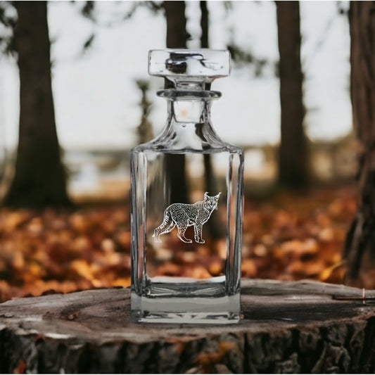 Lynx Decanter 26 Oz Bourbon Whiskey Premium Glass Personalize Animal Cat NEW