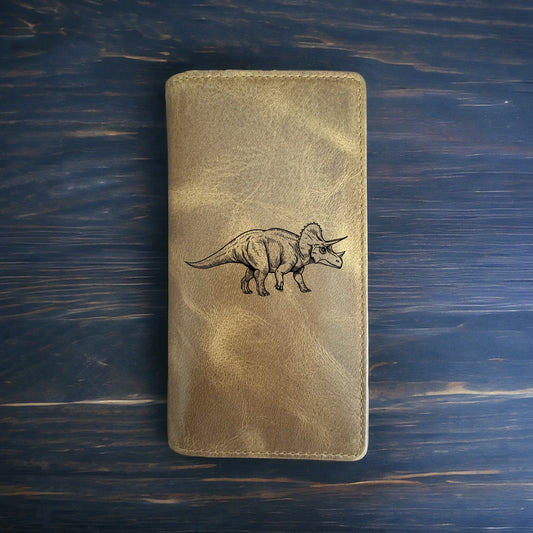 Triceratops Rodeo Wallet Cowboy Western Buffalo Leather Premium Dinosaur NEW