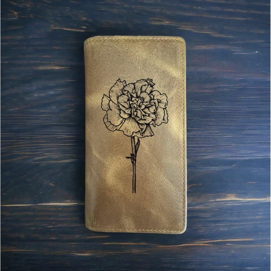 Carnation Rodeo Wallet Cowboy Western Buffalo Leather Premium Flower Floral NEW