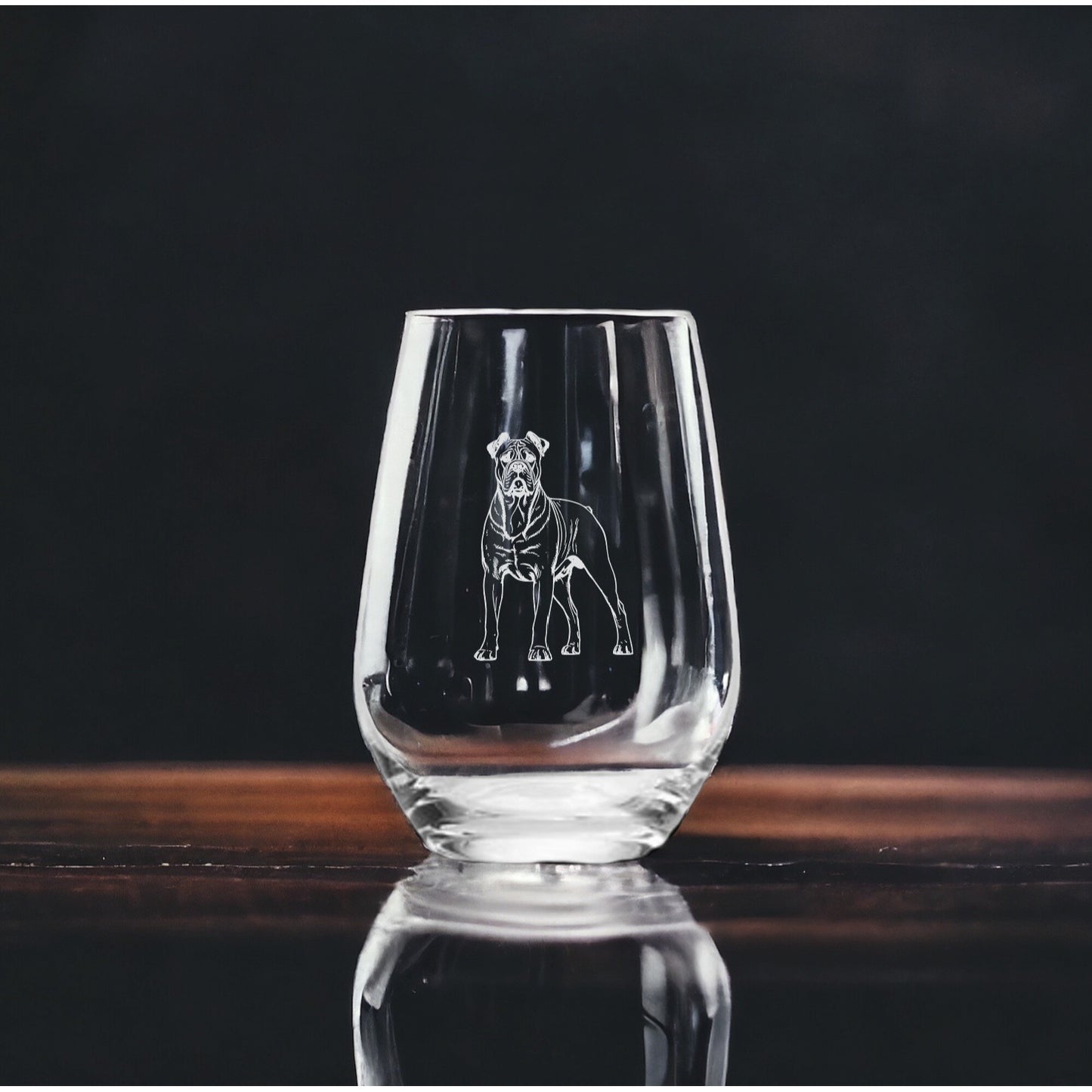 Cane Corso Stemless Wine Glasses x4 Premium 15 Oz Personalize Dog Pet Animal NEW