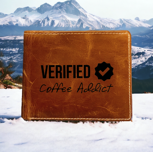Verified Coffee Addict Leather Wallet Buffalo Bifold