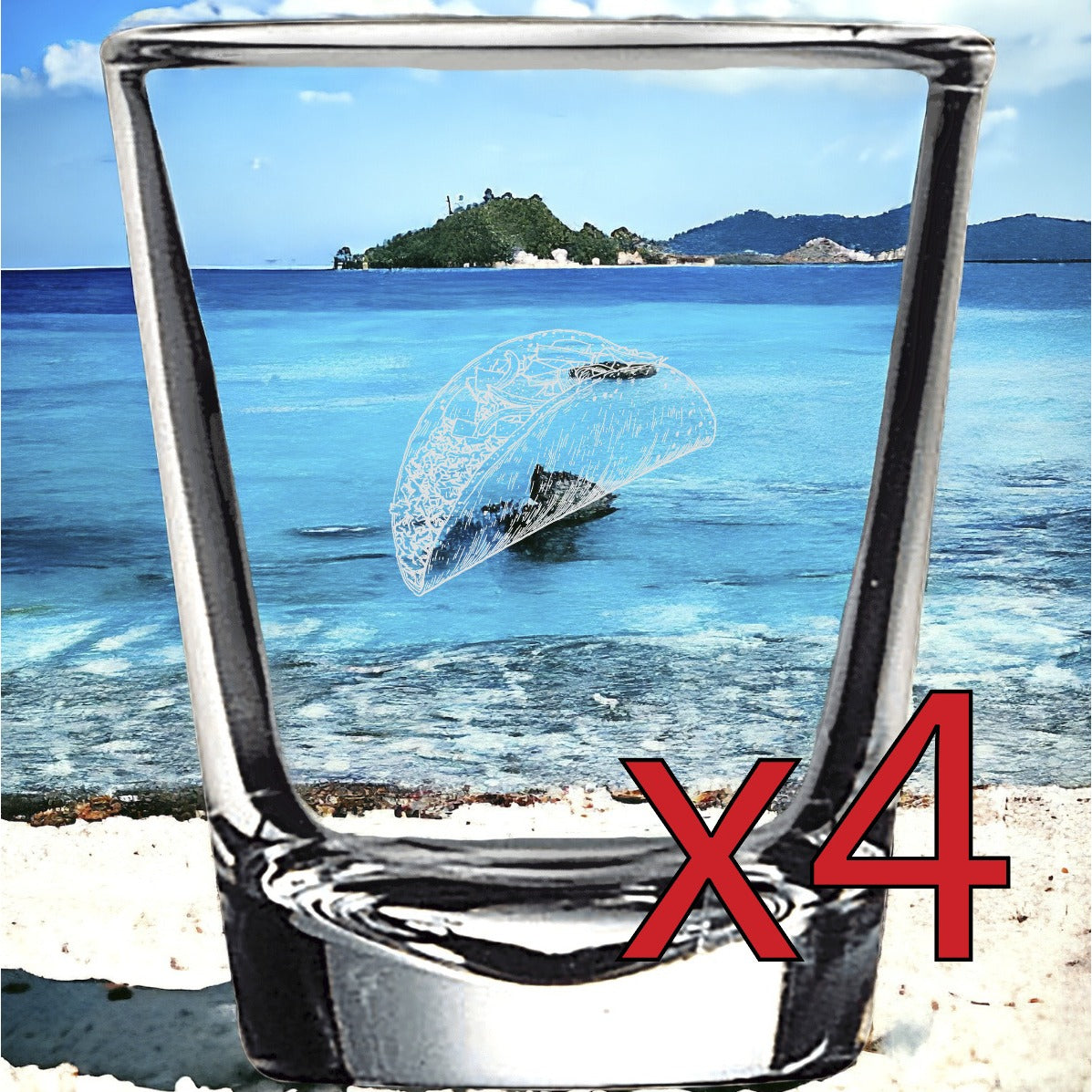 Taco x4 Shot Glasses Spirit Liquor Party 2 Oz Premium Customize Food Funny NEW