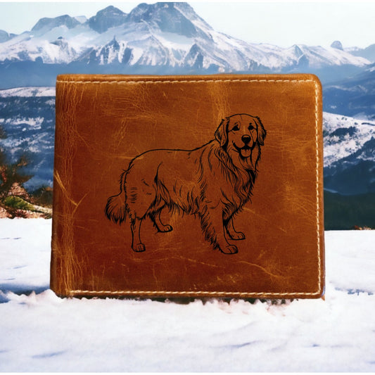 Golden Retriever Leather Wallet Bifold Premium Quality Buffalo Dog Animal NEW