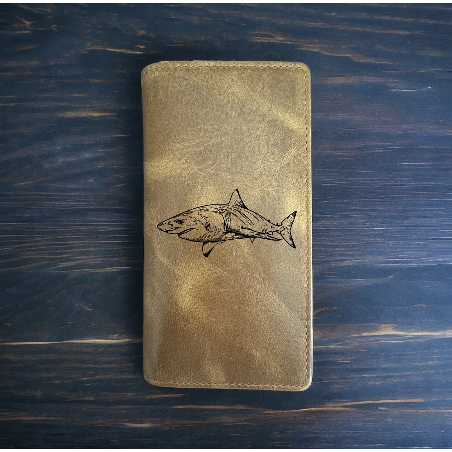 Shark Rodeo Wallet Cowboy Western Buffalo Leather Premium Great White Ocean NEW