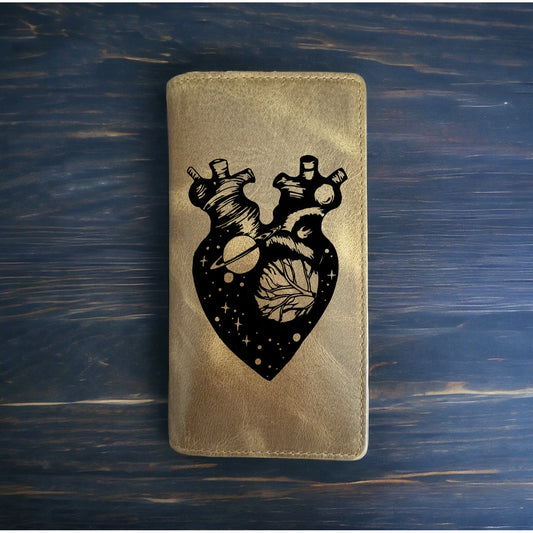 Heart Space Rodeo Wallet Cowboy Western Buffalo Leather Premium Galaxy Stars NEW