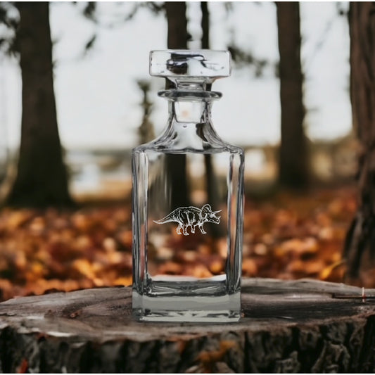 Triceratops Decanter 26 Oz Bourbon Whiskey Premium Glass Personalize Gift NEW
