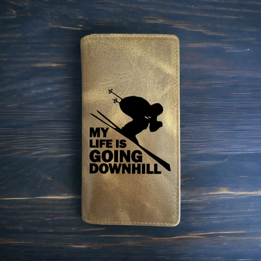 Life Downhill Rodeo Wallet Cowboy Western Buffalo Leather Premium Ski Winter NEW