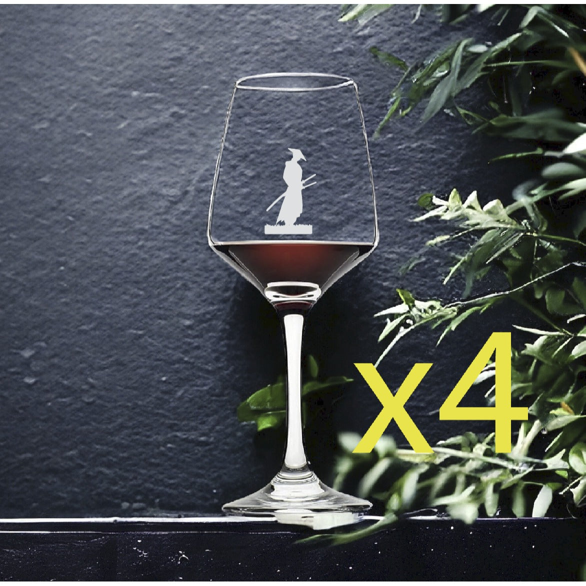 Samurai Wine Glasses x4 Premium 12 Oz Personalize Japan Katana Warrior NEW