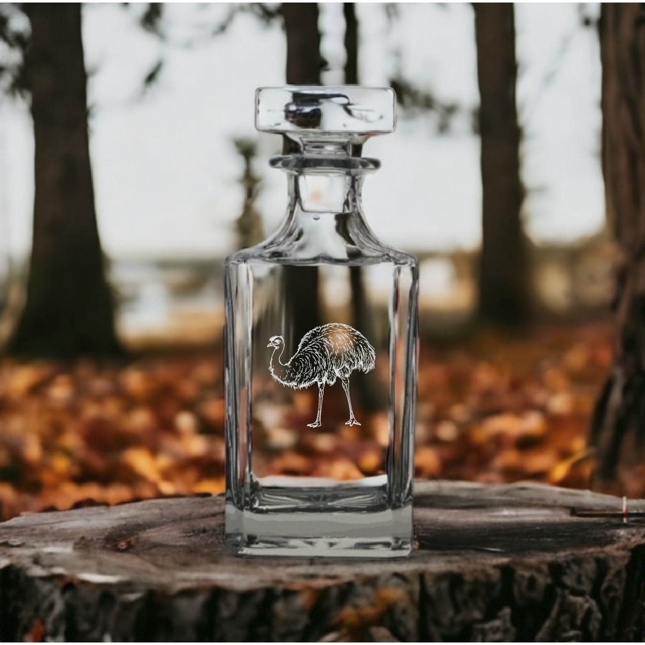 Emu Decanter 26 Oz Bourbon Whiskey Premium Glass Personalize Animal Farm NEW