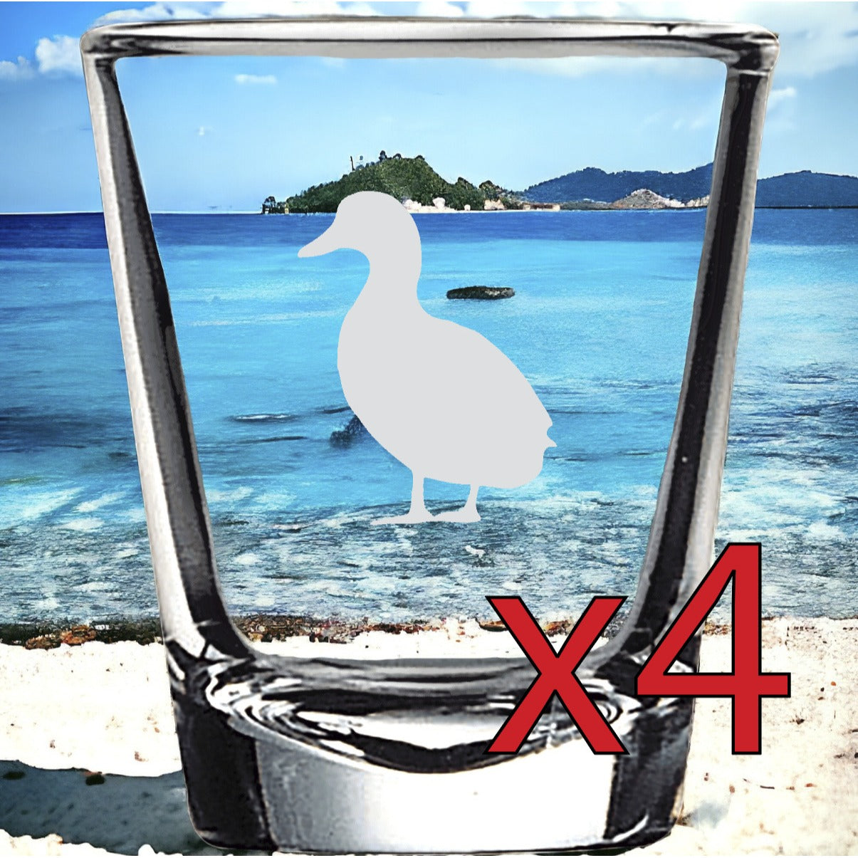 Duck x4 Shot Glasses Spirit Liquor Party 2 Oz Premium Customize Animal Wild NEW