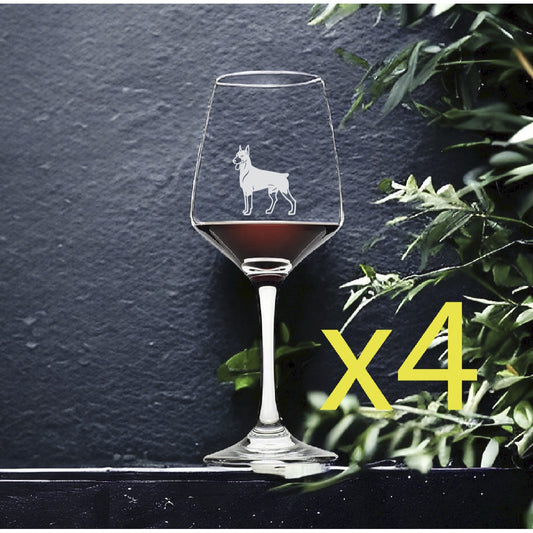Doberman Wine Glasses x4 Premium 12 Oz Personalize Animal Pet NEW