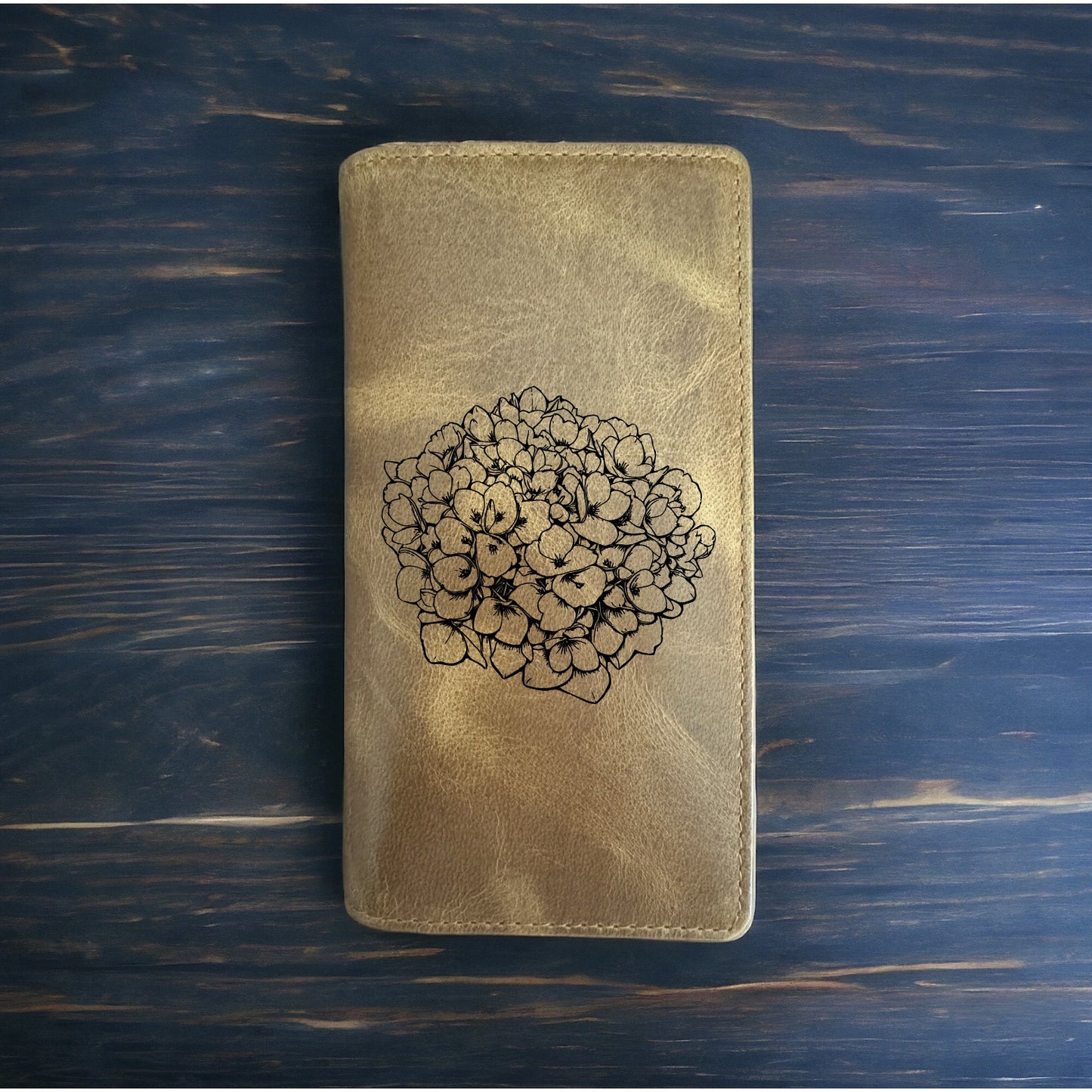 Hydrangea Rodeo Wallet Cowboy Western Buffalo Leather Premium Flower Floral NEW