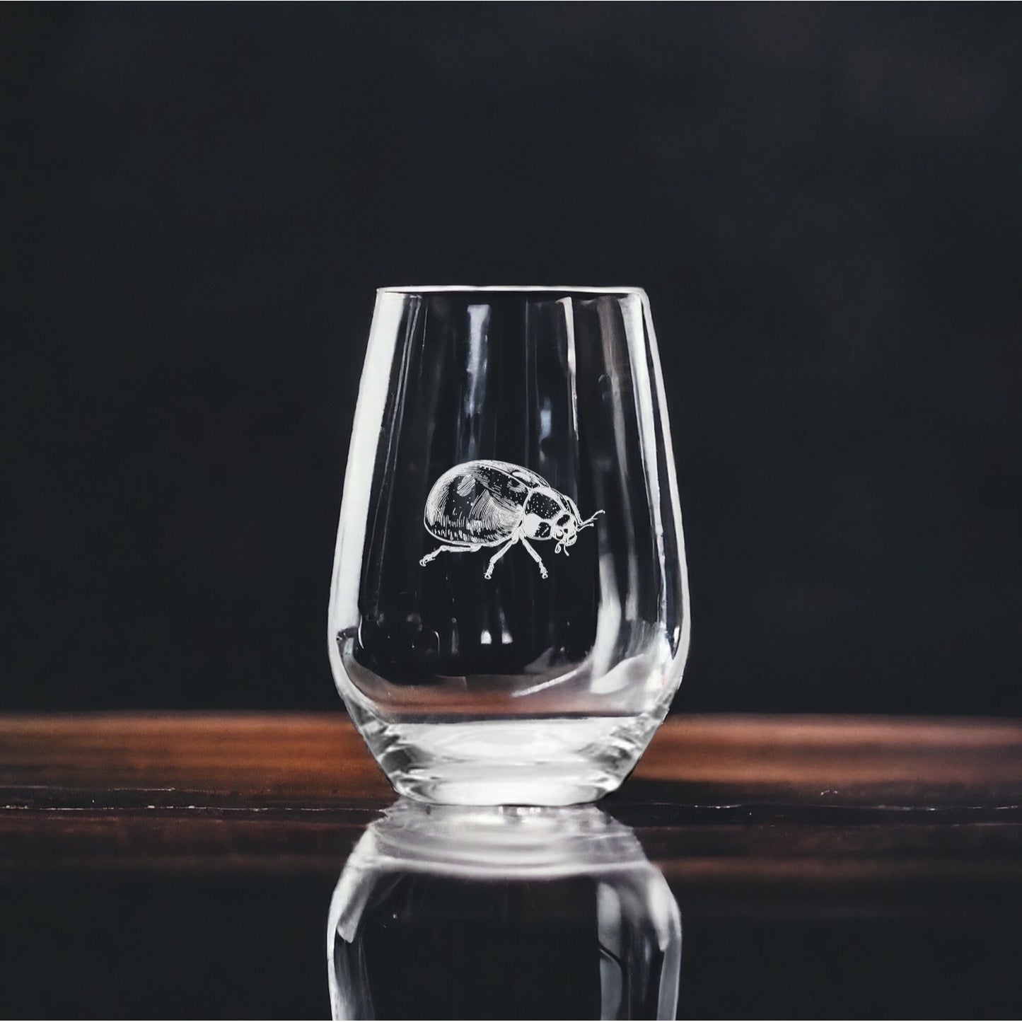 Ladybug Stemless Wine Glasses x4 Premium 15 Oz Personalize Gift Animal NEW